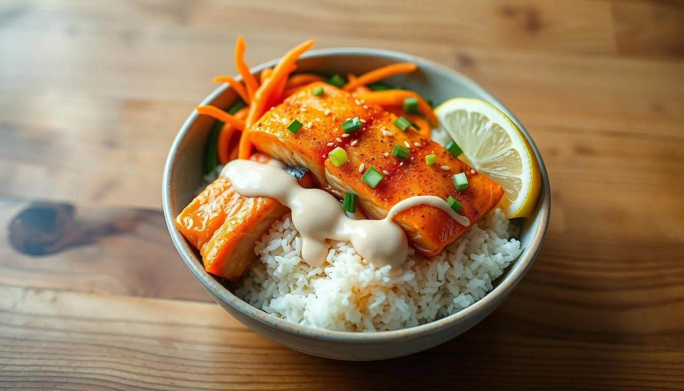 salmon rice bowl
