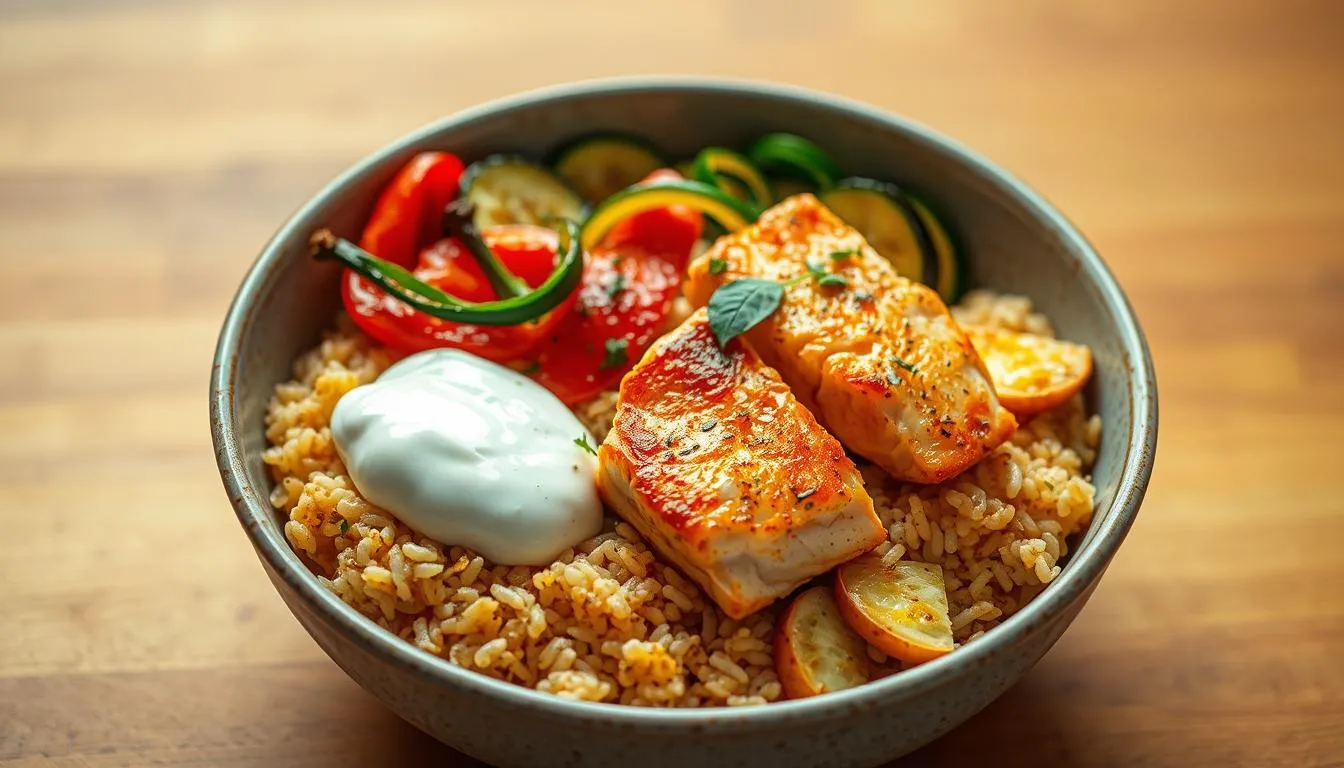 salmon rice bowl
